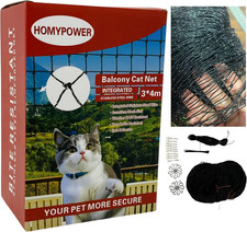 Cat Netting Balcony, 10X13 Ft Stainless Steel Reinforced Bite Tear UV and Weathe