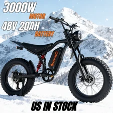 3000W Electric Dirt Bike 20" Fat E-Bike 48V 20Ah All Terrain E-Motorcycle 45 MPH
