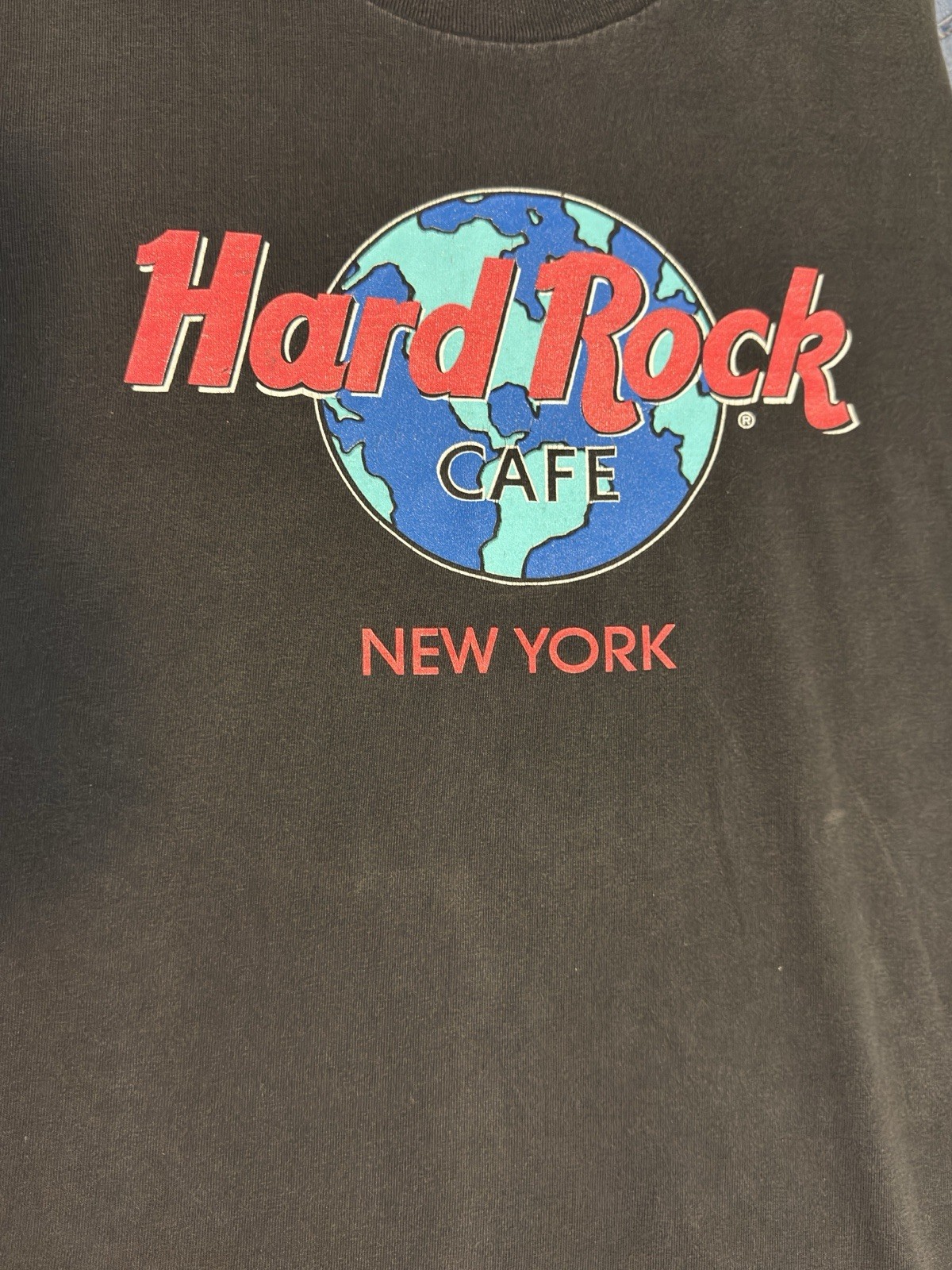 Vintage Hard Rock Cafe New York Classic Logo Tee Black Graphic T-Shirt Size Sm
