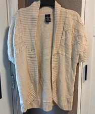 Faded Glory Girls Beige Knit Acrylic Cardigan Sweater Button Front L/G 12-14