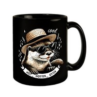 Otter Mit Strohhut Und Sonnenbrille Tasse In Schwarz Mit Spruch Hot Hotter Otter