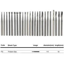 Dental Carbide Burs FG 1.6mm Friction Grip fit High Speed handpiece