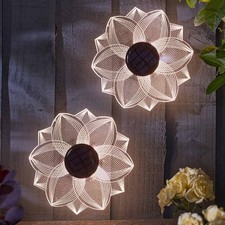 2Pk BloomLine Stunning Flower Fence & Wall Decor Solar Powered Garden Light 19cm