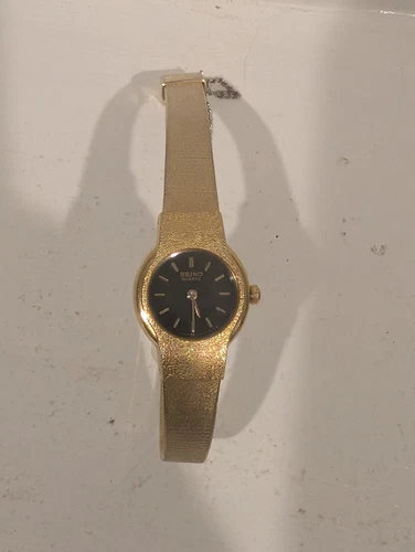 Vintage Seiko Quartz Watch 2Y00-0A49 Women Gold Tone Analog New Battery 5.5"