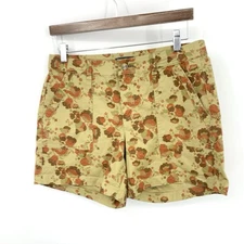 Toad & Co Women Size 6 Medium Camp Shorts Earthworks Brown Red Floral Organic