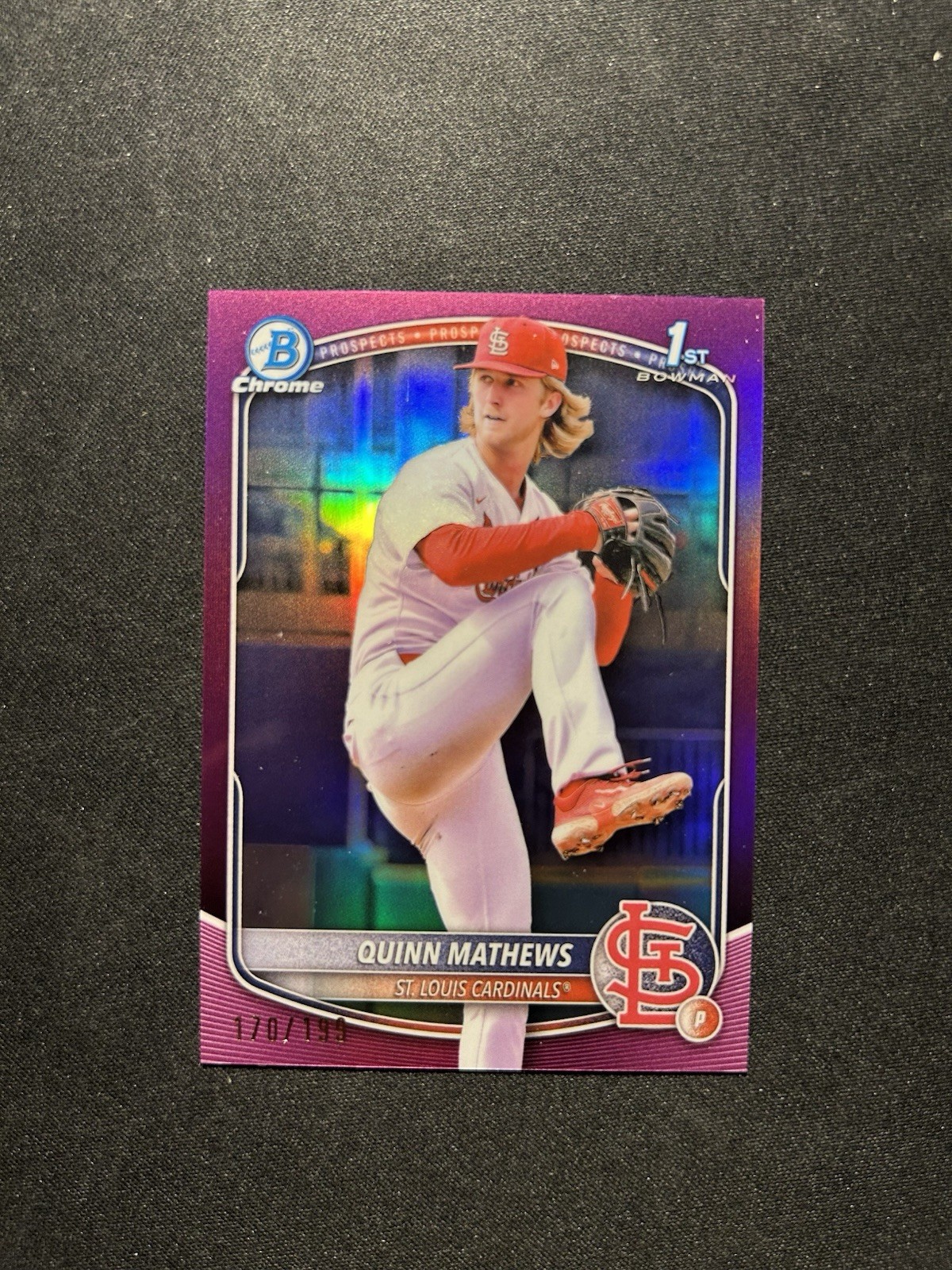 2025 Bowman #BCP-25 Quinn Mathews Chrome Prospects Fuchsia Refractor #/199