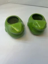 Vintage Ben Rickert Inc Cute Green Frog Planters/candle 4" L  Made In Japan