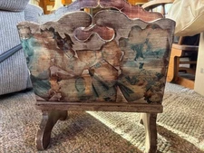 Vintage 40s-50s Handmade Magazine Rack Holder Wooden Decoupage