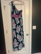 Lilly Pulitzer Size XL One Shoulder Maxi Dress With Elephants