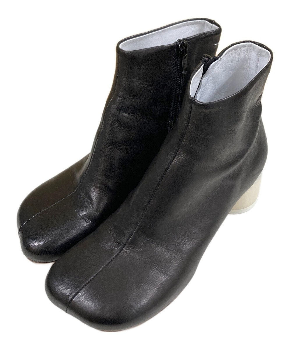 MM6 Maison Margiela Square Toe Ankle Boots Black Leather EU35