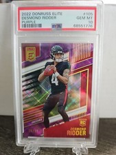 2022 Donruss Elite #105 Desmond Ridder Purple #/99 PSA 10
