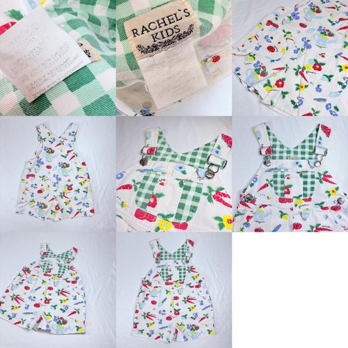 Vintage Rachels Kinder Obst + Gemüse Druck kurzer Overall Strampler Outfit 3T 4T - Bild 2 von 10