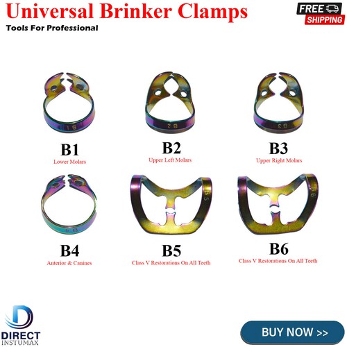 Universal Brinker Rubber Dam Clamps Tissue Retractors Bicuspids Premolar Dental - Picture 21 of 55