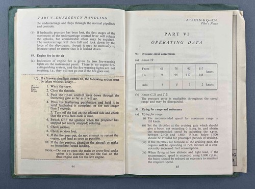 AVRO ANSON 19 & 21 PILOTS NOTES ORIGINAL 1959 USED RAF PILOT'S - Picture 8 of 10