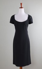 ST. JOHN CAVIAR COLLECTION 1295 Solid Black Silk Lined Sheath Dress Size 8