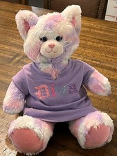 BAB Build a Bear 14" Pastel Kitty Cat 2021 with Purple Top/Skort SOUND-TESTED