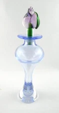 Youghiogheny Signed Handmade Art Glass Bud Vase or Perfume Bottle Rose Stopper