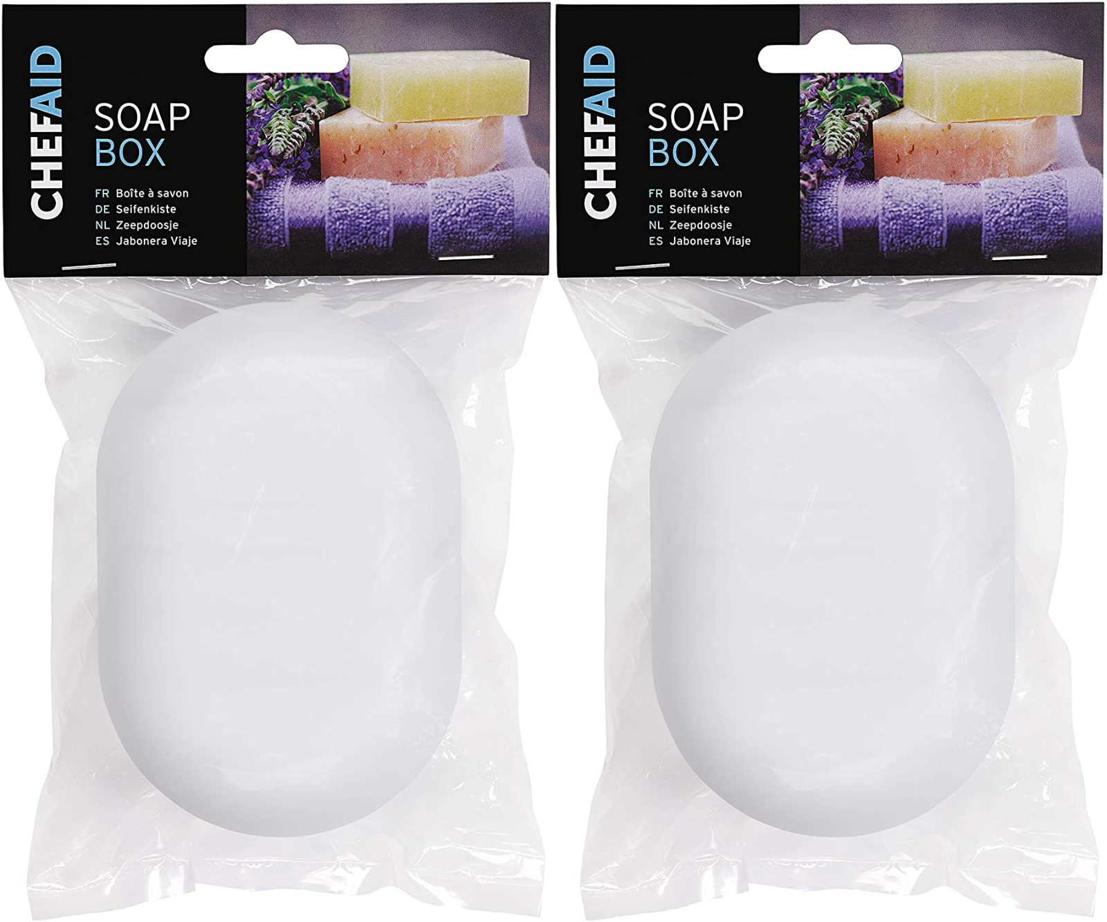2x Chef Aid Soap Holder Travel Holiday Plastic Storage Box - White