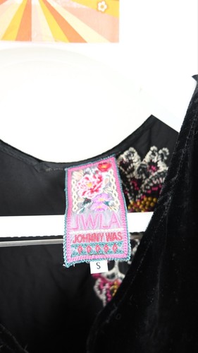 Johnny Was short sleeve embroidered velvet tunic in black size S/UK10 - Picture 4 of 10