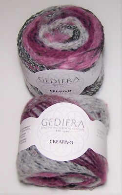 Lot of 10 GEDIFRA CREATIVO Wool Blend Chunky Yarn #2607 PINK FUCHSIA BLACK GREY