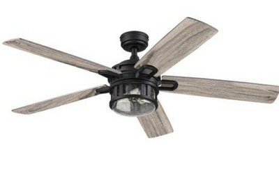 Large 52 Black Led Light Ceiling Fan Remote Grey Rough Pine