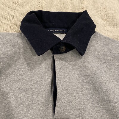 Brandy Melville Polo Collar Button Oversized Gray Sweatshirt EUC