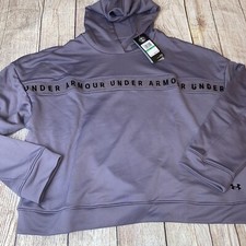 Under Armour Women s Large Purple Slight Crop Hoodie Logo NEW
