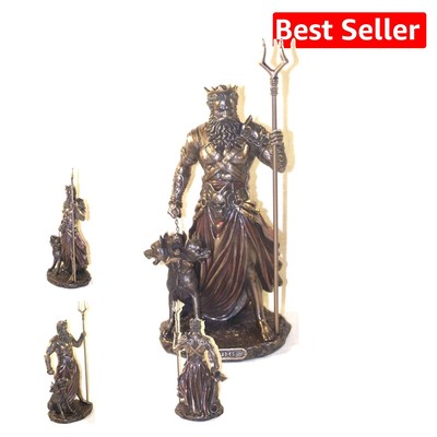 Hades God of Underworld Cold Cast Bronze Statue with Three-Headed Cerberus