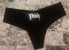 VICTORIA'S SECRET PINK BLACK SILVER SPIDERWEB HALLOWEEN NO SHOW THONG PANTIES