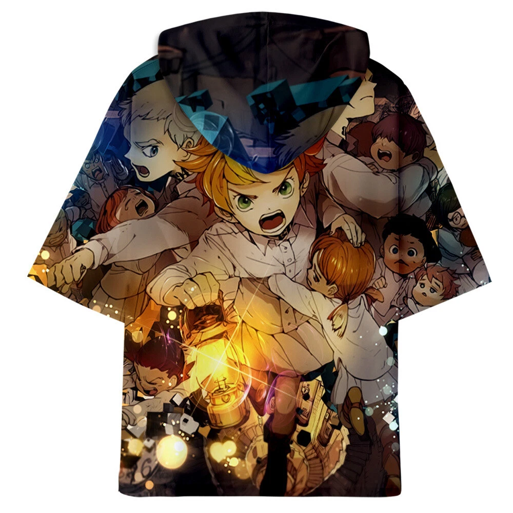 Anime The Promised NeverLand 3D Short Sleeve Loose Shirt Hoodie, Hooded T-Shirt