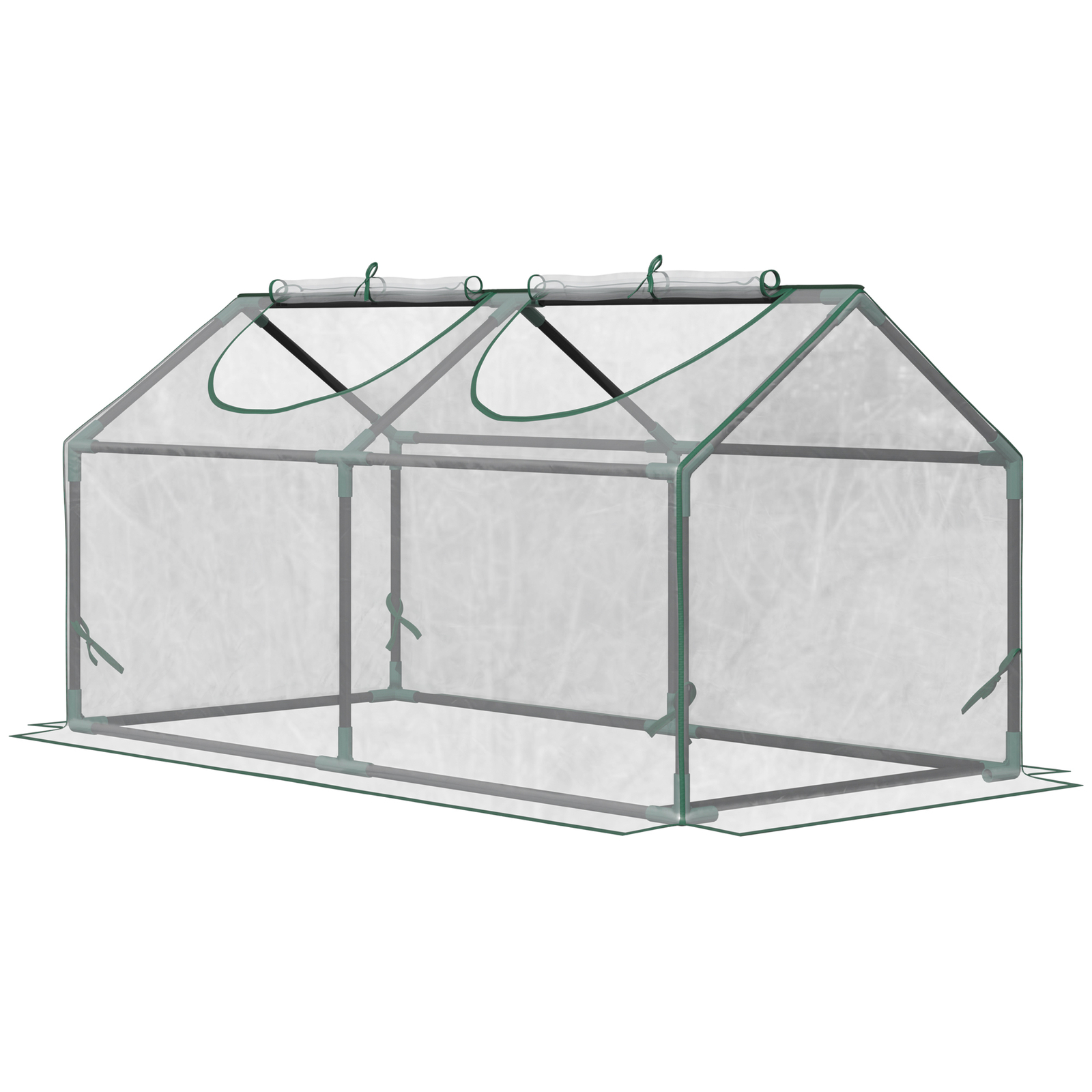 Outsunny Mini Serra da Giardino 2 Finestre Avvolgibili Copertura PVC