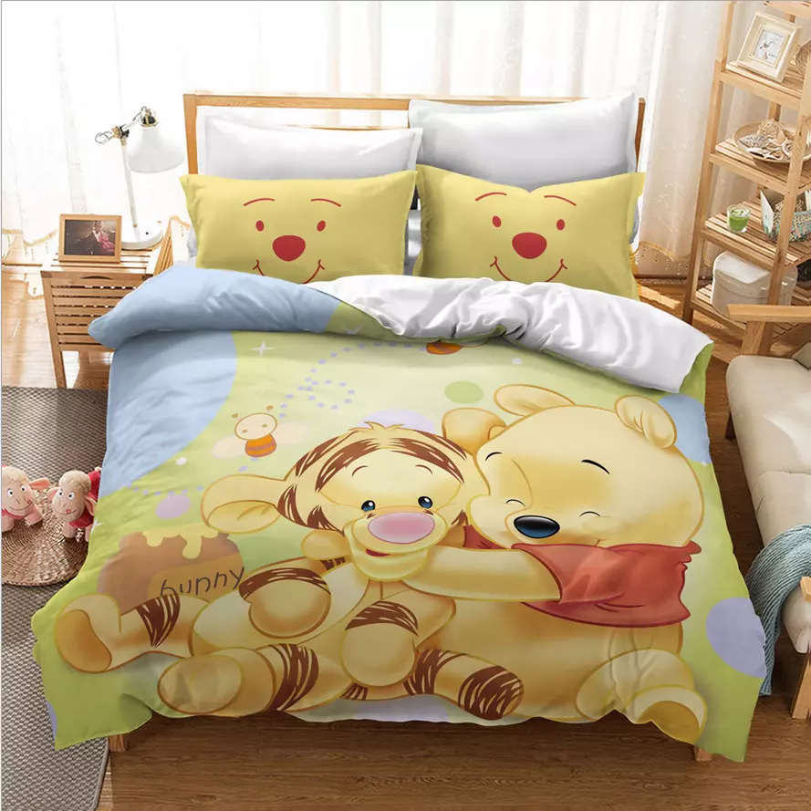Kids Winnie The Pooh Bedding Set Pooh Bear Duvet Cover Pillowcase