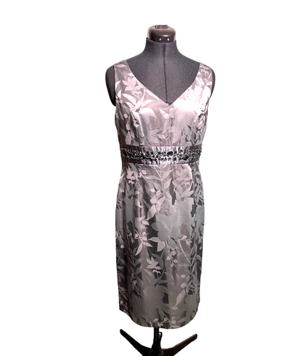 Kaliko Dress Women Medium Pencil Sheath Silver Embellished Gems Size 12