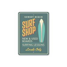Beach Surf Shop, Surf Shop Sign, Surfing Lessons Sign, Beach Metal Sign