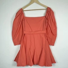 Mille Resort & Travel Peach Orange 3/4 Sleeve Mini Dress Sash Womens Sz Medium