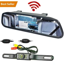 Wireless 5" Car Mirror Monitor Rear View Reverse Backup Camera Night Vision Kit