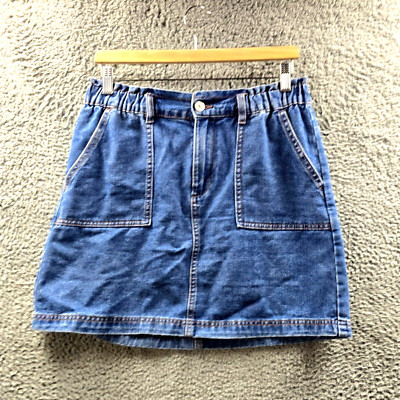 Anko Womens Pencil Mini Skirt Size 12 Blue Denim Pocket Elastic Waist