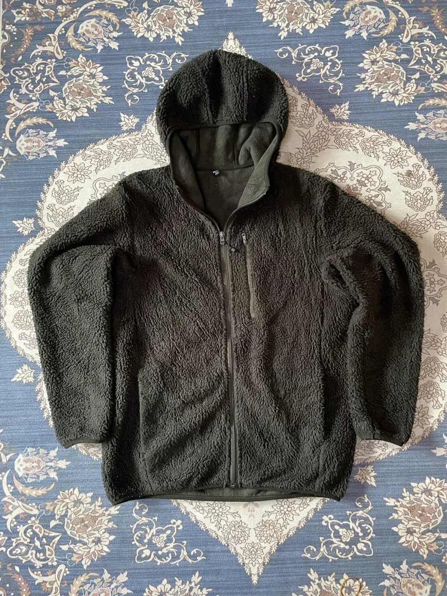 Uniqlo Fuzzy Sherpa Hybrid Fleece Jacket Olive Green Winter Tactical Size M  | eBay