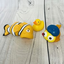 Orange Clown Fish Duck Rubber Bath Toys Lot of 3 Figures Water Swim Pretend Play
