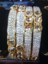 Asian Indian Style Gold Plated Bangals Bracelet Wedding siz available 2.4 2.6