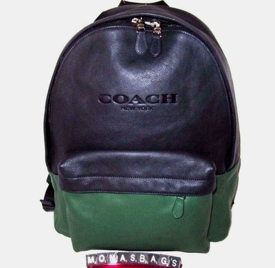 coach blue leather backpack