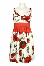 Jessica Simpson Cotton Sundress Size 12 14 Poppy Red White Floral NWT $98