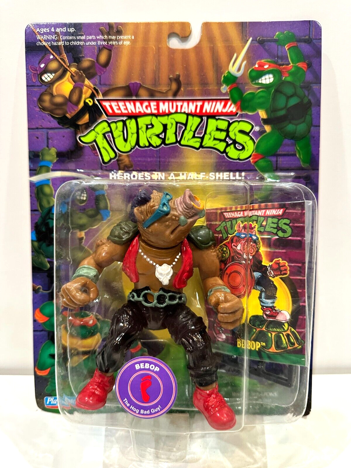 Figura de acción TMNT Ninja Turtles 1994 BEBOP Playmates con tarjeta de coleccionista sin usar, en caja