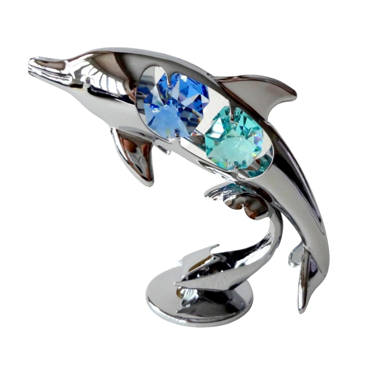 Crystocraft Dolphin Crystal Ornament Swarovski Elements Gif Boxed Blue & Green