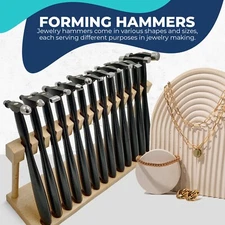 Set of 13 PCS Texture Forming Metal Hammers and Wooden Stand Jewelry Making Tool