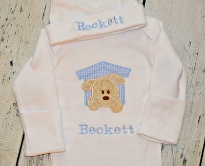 newborn boy gown and hat