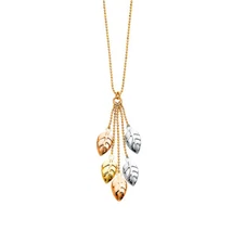 GOLD - 14K Tri Color Leaves Necklace - 17+1"