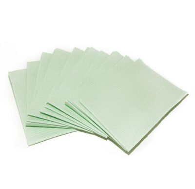 Primo Patient Bib 2-Ply w/Poly, 13x18, Green, 500/Case