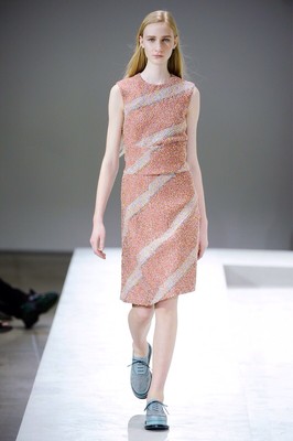 Jill  Sander Runway Sleeveless Asymmetric Drape Scuba Dress 34 NWT
