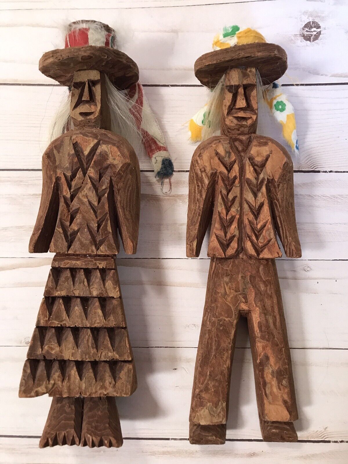 Tarahumara Indian Bark Spirit Dolls Primitive Hand Carved Wood Folk Art Mexico Ebay